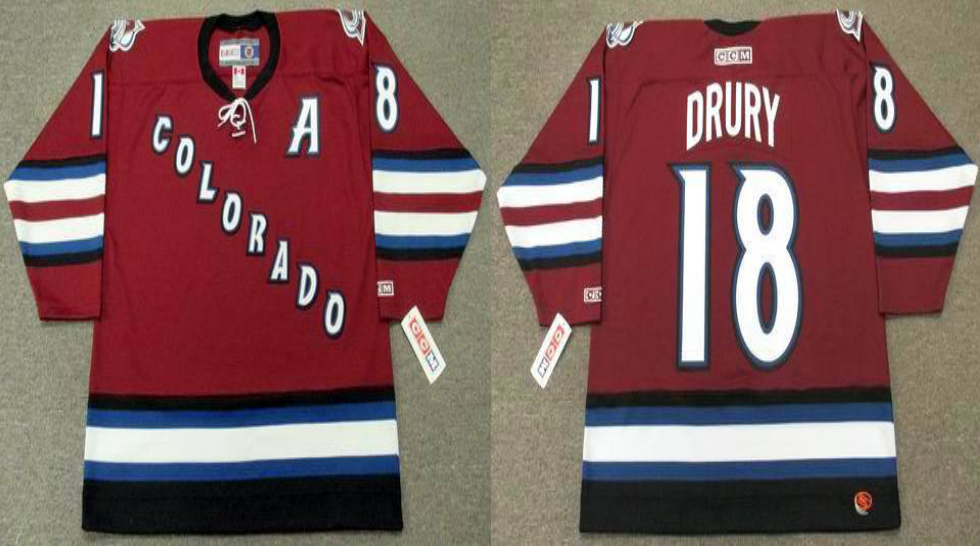 2019 Men Colorado Avalanche 18 Drury red CCM NHL jerseys